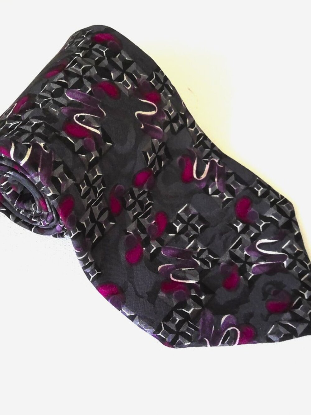 VTG Albert Nipon Men's Neck Tie Rare Retro Streetwear Abstract Silk Hand Made